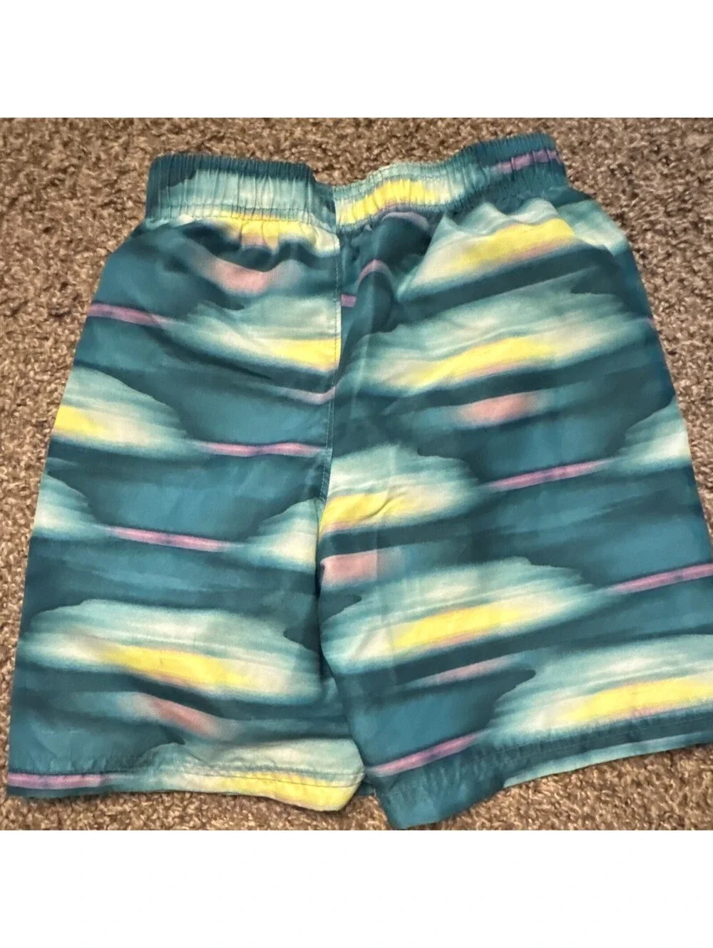Under Armour Boys Swim Shorts Size 5 Blue Striped Polyester Lined Elastic [COPY]